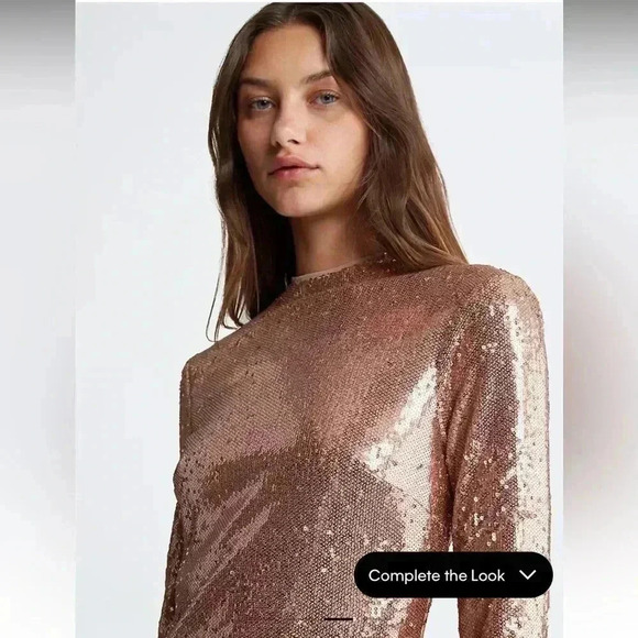 Calvin Klein Gold Polyester Sequin Mini Dress sz 10 - Picture 9 of 10